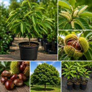 Chestnut Tree Live Plant, 1-2 Feet Tall, 1 Year Old, Hardy, Outdoor