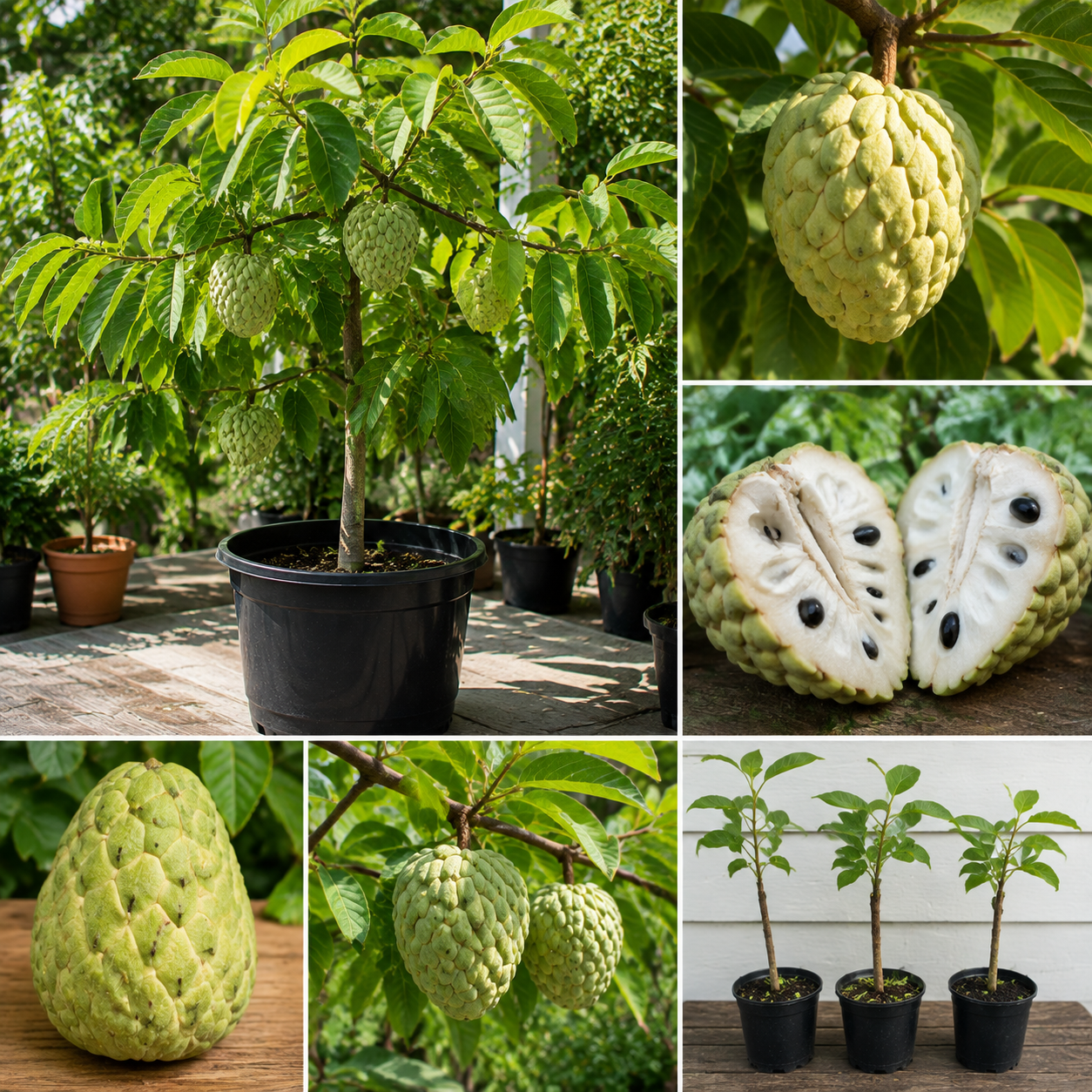 Sugar Apple Tree Live Plant - 3 Gallon Pot, 2-4 Feet Tall, Sweet Fruit