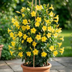 Red Mandevilla Live Plants – 2 Pack Tropical Flowering Vine Starter 4-7