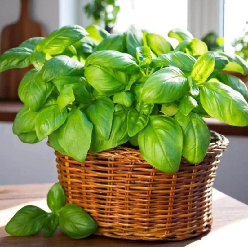 Set of 3 Sweet Basil Live Plants - Large Leaf Herb, 4" Pot, 3"-5" Tall, Indoor/Outdoor - Image 1