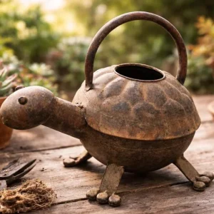 Turtle Watering Can & 3 Succulent Live Plants Bundle - Garden Decor - Image 4