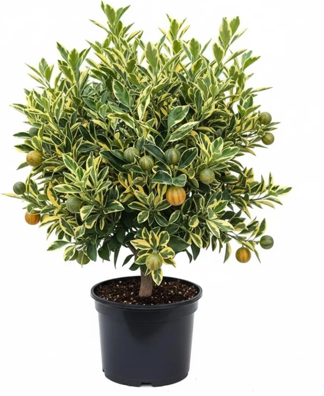 Variegated Kumquat Tree Live Plant – 3 Gallon Pot – Outdoor Citrus Fruit - Image 1