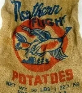 Vintage Burlap Potato Bag - 50 Lbs Natural Weave Vegetable Sack - Image 1