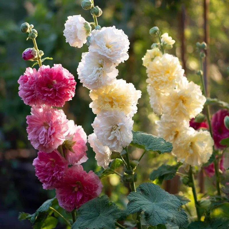 Chaters Double Hollyhock Seeds - Tall Vibrant Blooms - 50 Seed Pack - Outdoor - Image 1