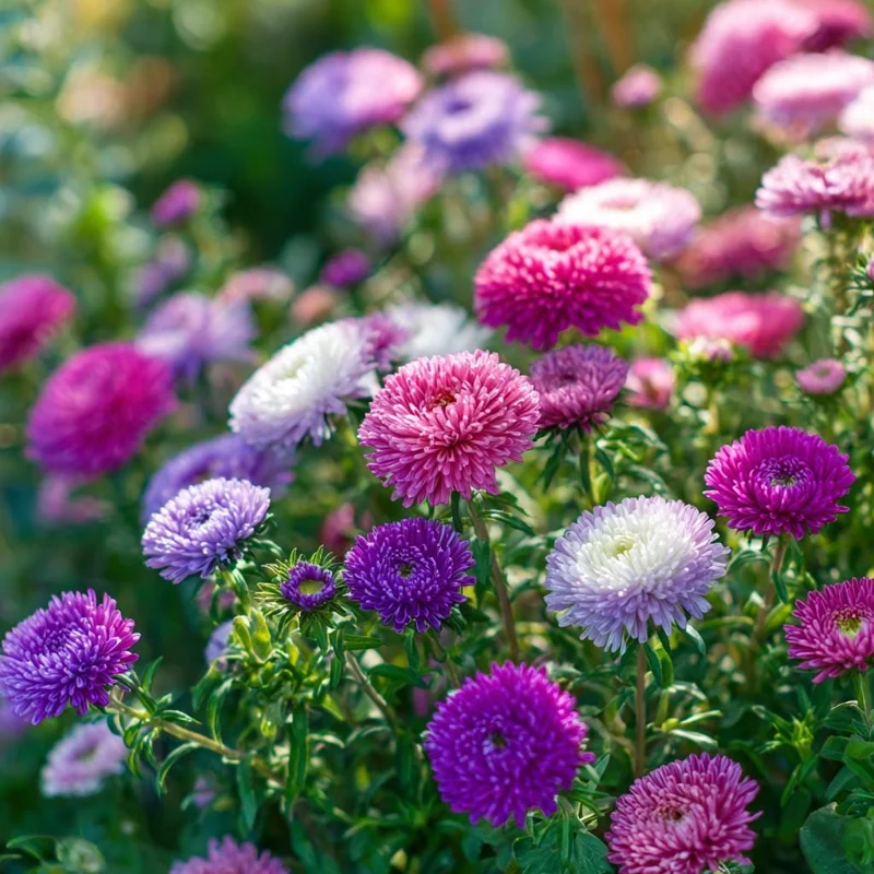 Powder Puff China Aster Seeds - 200 Seed Mix - Heirloom Callistephus chinensis for Gardens & Cut Flowers - Image 4