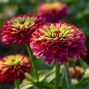 Queen Red Lime Zinnia Seeds - 10 Count Packet - Zinnia Elegans Blooms - Image 4