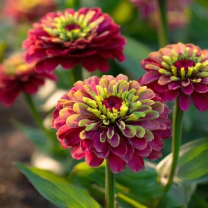 Queen Red Lime Zinnia Seeds - 10 Count Packet - Zinnia Elegans Blooms - Image 1