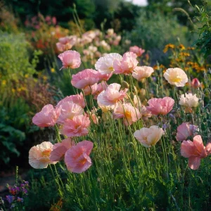 Silky Chiffon Poppy Seeds - Appleblossom, 100 Seeds, Delicate Pink & Apricot Blooms, Outdoor - Image 2