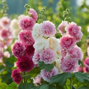 Summer Carnival Hollyhock Seeds - 50 Count - Mixed Colors - Tall Cottage Garden Blooms - Image 2