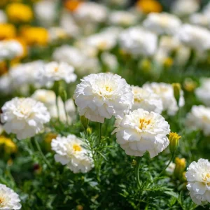 White Swan F1 Marigold Seeds - 20 Edible Flower Seeds, Long-Blooming Annual - Image 1