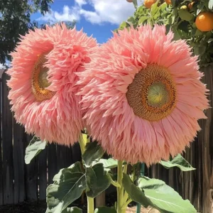 50 Pink Giant Teddy Bear Sunflower Seeds - Fluffy Double Blooms Annual - Image 1