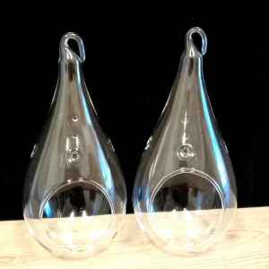 Teardrop Glass Terrarium Kit Set of 2 with 4 Air Plants & Beach Decor - Image 2