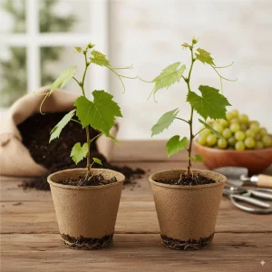 Traminette Grape Vine Live Plant – Pack of 2, 5-9 Inches Tall – Cold-Hardy Hybrid for Home Vineyards - Image 1