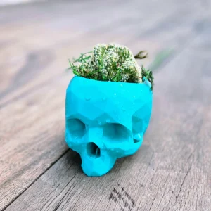 3D Printed Skull Planter - Eco-Friendly PLA Decor - Small 4