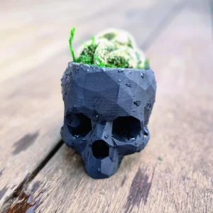 3D Printed Skull Planter - Eco-Friendly PLA Decor - Small 4