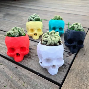 3D Printed Skull Planter - Eco-Friendly PLA Decor - Small 4