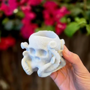 3D Printed Skull Planter with Brain Cactus - PLA Eco-Friendly Decor - Image 8