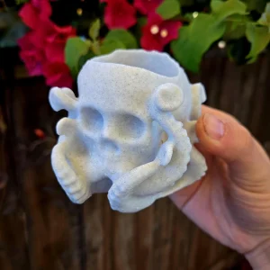 3D Printed Skull Planter with Brain Cactus - PLA Eco-Friendly Decor - Image 9