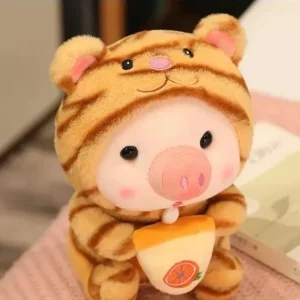 Cute Frog Tiger Bunny Boba Tea Pig Plush Toy - Soft Animal Plushie - Image 1