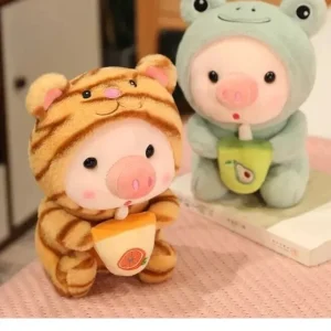 Cute Frog Tiger Bunny Boba Tea Pig Plush Toy - Soft Animal Plushie - Image 2