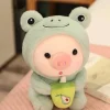 Cute Plush Frog Boba Tea Pig Plushie Toy - Cuddly Stuffed Animal Doll for Kids - Image 1