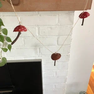 Mushroom Garland - Handmade Natural Material Decor - 7ft Total Length - Image 1