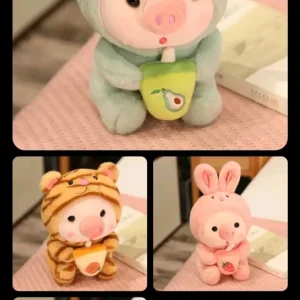Pig Stuffed Animal with Frog Hoodie 9.8in Plush Toy - Washable & Soft - Image 1