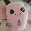 Pink Boba Tea Plushie Strawberry Milk Tea Stuffed Toy Small - Image 1