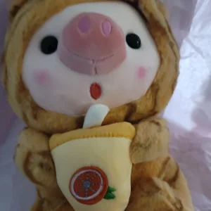 Soft Plush Tabby Cat Toy - Small Squishmallow Style Boba Tea Plush, Multicolor - Image 2