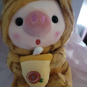 Soft Plush Tabby Cat Toy - Small Squishmallow Style Boba Tea Plush, Multicolor - Image 1