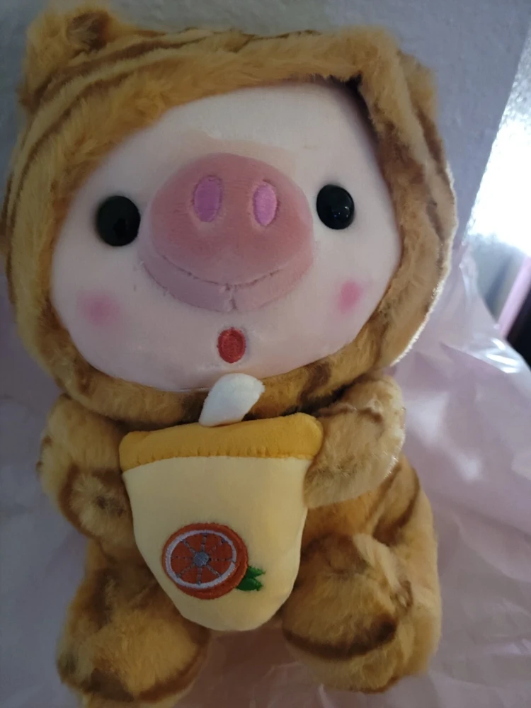 Soft Plush Tabby Cat Toy - Small Squishmallow Style Boba Tea Plush, Multicolor - Image 1