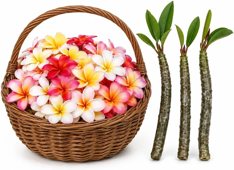 3 Mixed Plumeria Cuttings - Tropical Frangipani Live Plant, Ready to Root, Outdoor Growing - Image 1