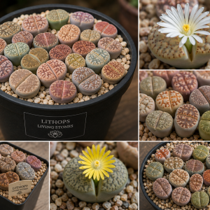 Lithops Live Plant - Rare Succulent in 2 Inch Pot - Indoor Stone Plant