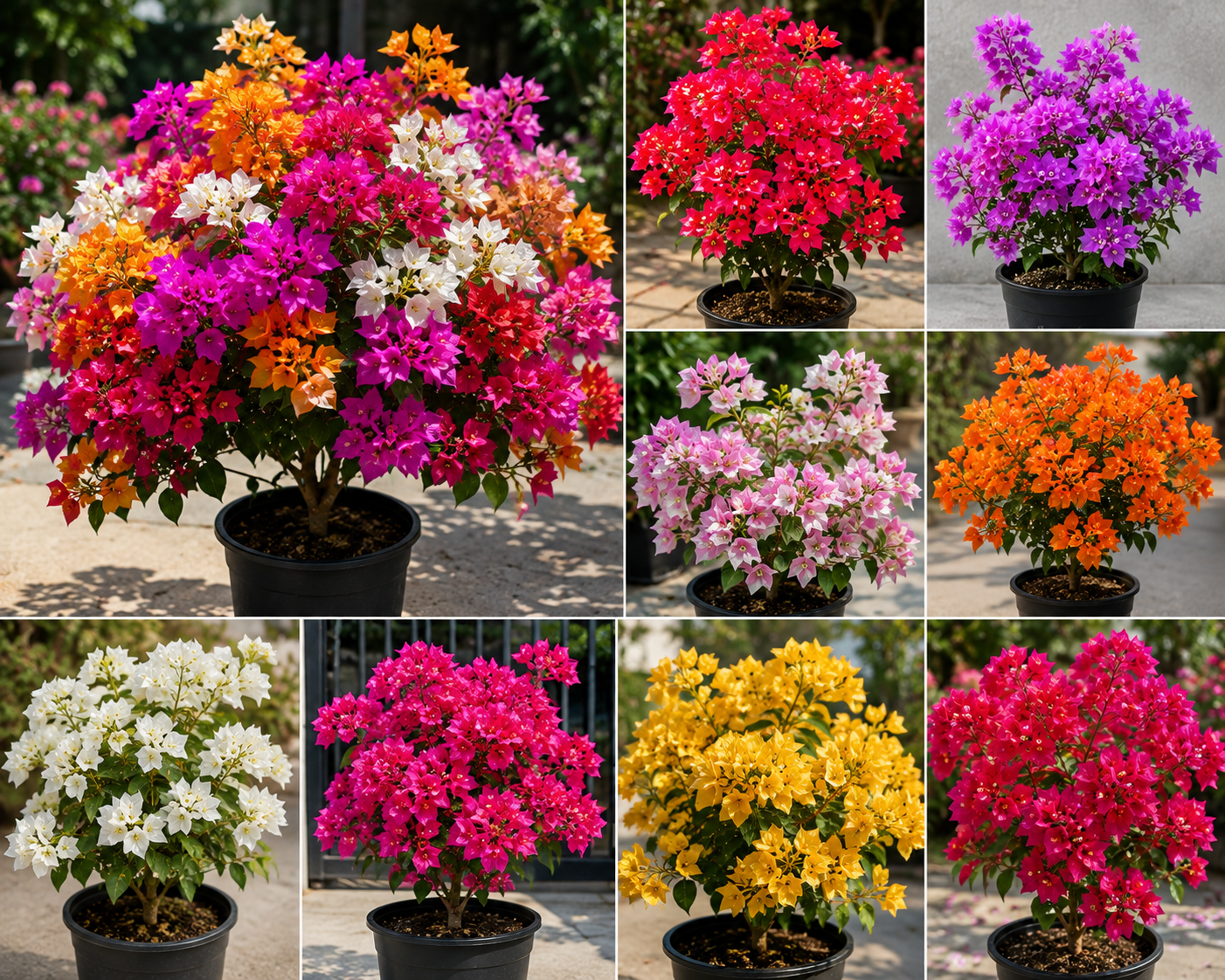 4 Pack Mixed Bougainvillea Live Plants 5-8" - Colorful Tropical Perennial Vine Outdoor