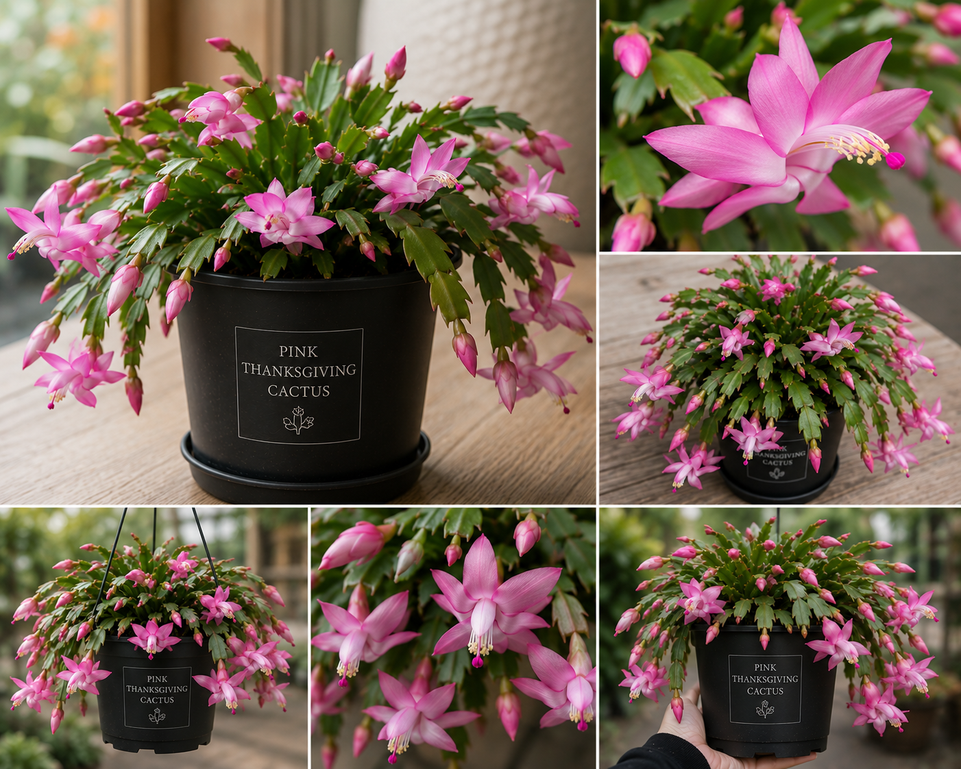Pink Thanksgiving Cactus Live Plant – Zygocactus Houseplant – Pink Flower – 4 Inch Pot