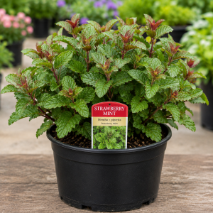 Strawberry Mint Live Plant - 4 Inch Pot, Aromatic Herb for Indoor/Outdoor