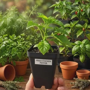Fried Chicken Pepper Live Plant – Superhot Chili – Fruity Flavor – 2.5 inch Pot - Image 1
