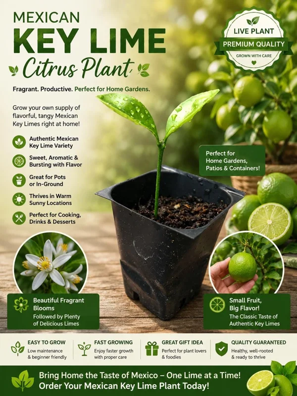 Mexican Key Lime Live Plant - Citrus Tree Seedling - 1-2 Inches Tall Starter Plug - Image 1