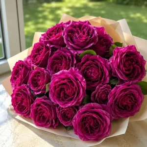 Dark Purple Floribunda Rose Live Plant – Fragrant Perennial Bush, 4-6 Inch Tall, Outdoor - Image 1