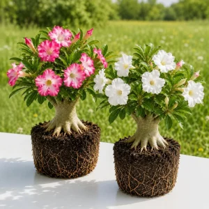 Desert Rose Live Plant 2-Pack, Adenium Obesum, 5-8 Inch Tall, Bare Root Succulent, Indoor/Outdoor - Image 1
