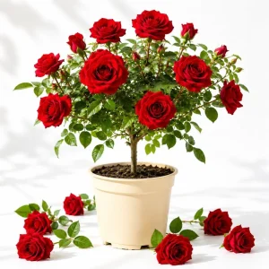 Don Juan Climbing Rose Live Plant, Red Fragrant Flower Bush, 4-6 Inch Tall - Image 1