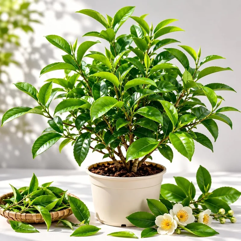Green Tea Live Plant - Camellia Sinensis, 4-8 Inch Tall, Outdoor Shrub - Image 1