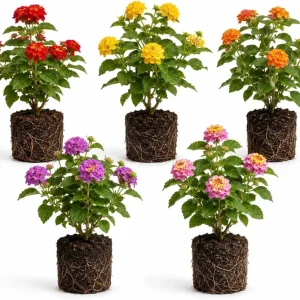 Mixed Lantana Live Plants, Set of 4, 4-7 inch, Flowering Outdoor Shrubs - Image 1