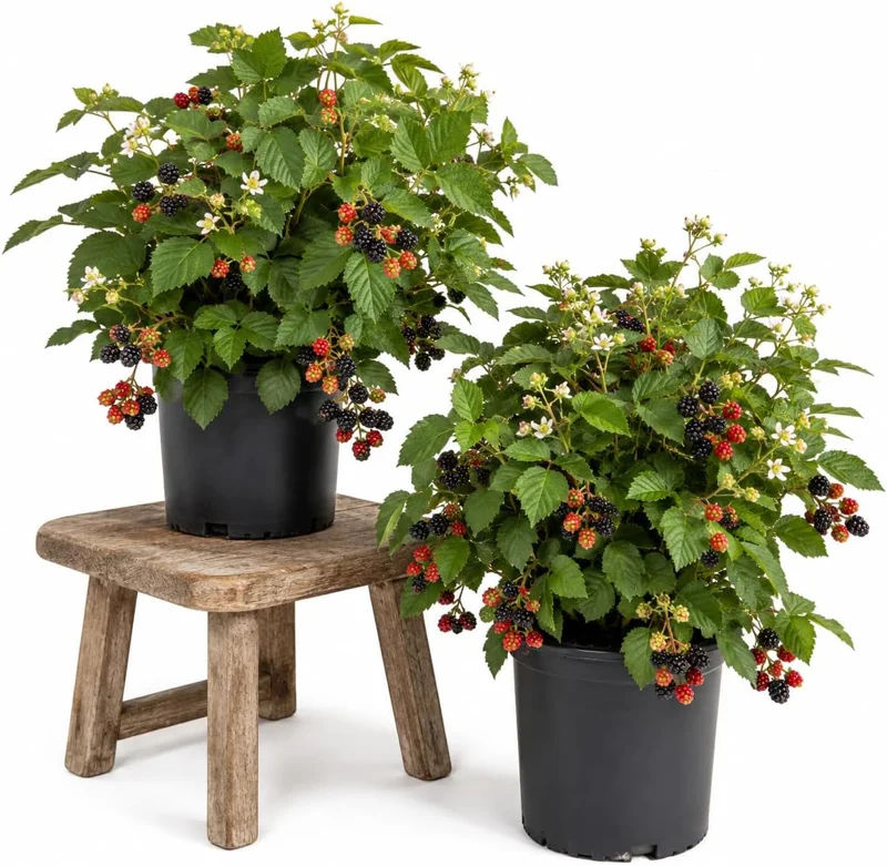 Navaho Thornless Blackberry Live Plants - Set of 2, 4-8 Inch Tall Berry Starters for Outdoor Gardens - Image 1