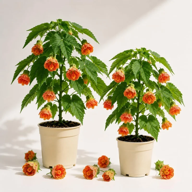 Orange Abutilon Live Plant Set of 2 - 4-6 Inch Tall Trailing Lantern Flower Vine - Image 1