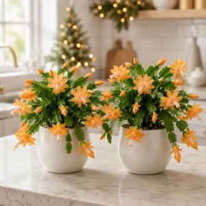 Orange Christmas Cactus Live Plants - Set of 4, 4-8 Inch Tall, Unpotted - Image 1