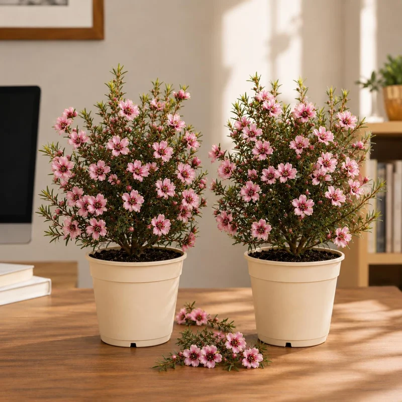 Pink Manuka Tea Live Plants, 2-Pack, 4-6 Inch Tall, Evergreen Flowering Shrub - Image 1