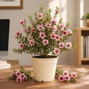 Pink Manuka Tea Plant - Leptospermum scoparium Live Shrub - 4-6 Inch Tall - Image 1