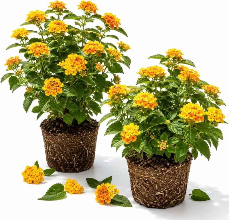 Set of 2 Chapel Hill Gold Lantana Live Plants, Yellow Flowers, 4-7 Inches Tall Outdoor Shrub - Image 1