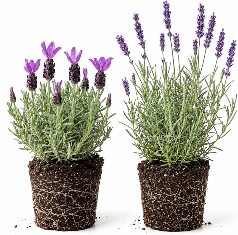 Set of 2 Mixed Lavender Live Plants, 4-8 Inch Tall, Purple Flowering Herb for Garden & Patio, Outdoor - Image 1